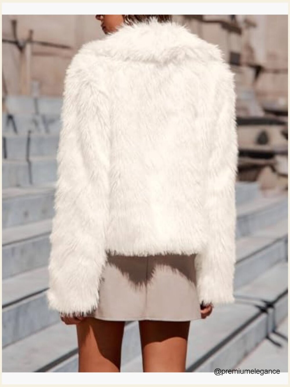 Fluffy Cropped Faux Fur Jacket Zip Up Fuzzy Coat Long Sleeve - Picture 3 of 7